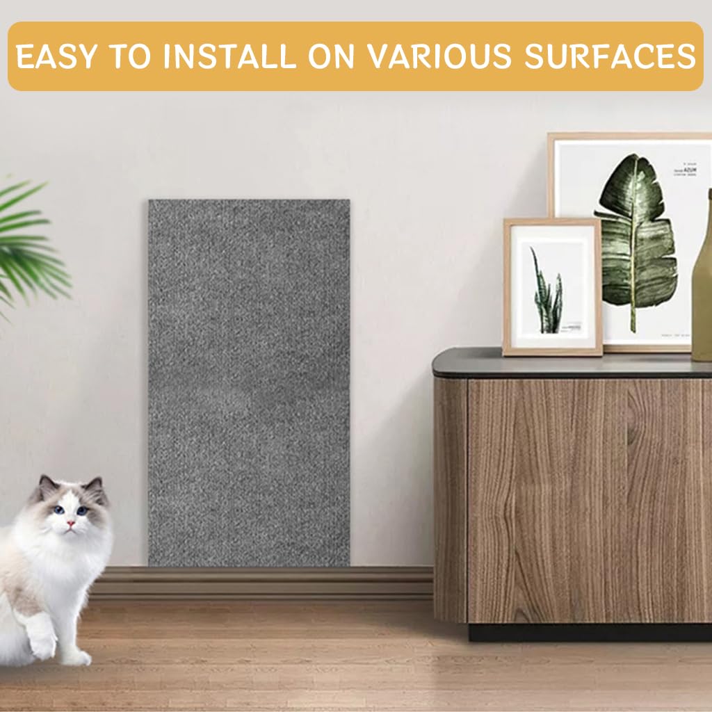 Qpets Cat Scratcher Mat, Cuttable Self Adhesive Cat Scratcher Mat Furniture Protector Mat Wear-resistant Polyester Plush Cat Scratcher Mat for Floor, Wall, Couch - 11.8x39 inches Qpets Cat Scratcher Mat, Cuttable Self Adhesive Cat Scratcher Mat Furniture Protector Mat Wear-resistant Polyester Plush Cat Scratcher Mat for Floor, Wall, Couch - 11.8x39 inches